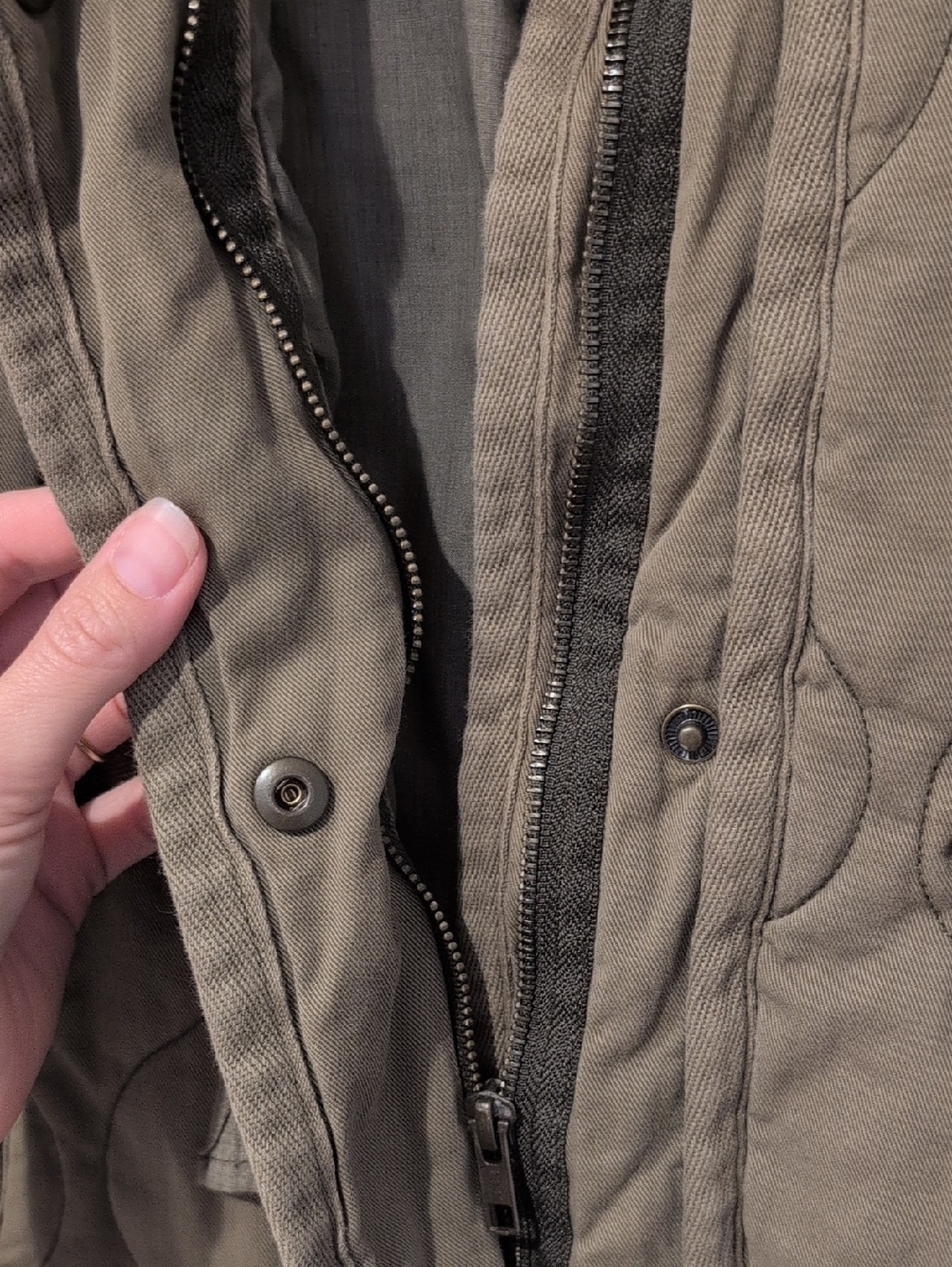 Madewell Quilted Army Green Jacket Size XS - Picture 3 of 7